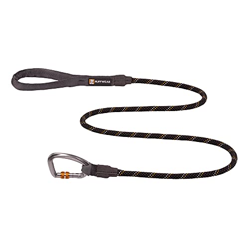 RUFFWEAR Knot-a-Leash, reflektierende Hundeleine aus Seil mit Karabinerhaken, Länge: 1,5 m, Stärke: 11 mm, Obsidian Black von RUFFWEAR