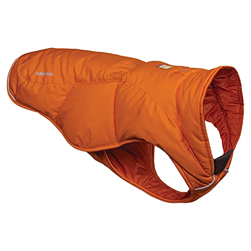 RUFFWEAR Quinzee Jacket, Verpackbarer, Isolierter Wintermantel für Hunde, Medium, Campfire Orange von RUFFWEAR