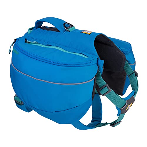 RUFFWEAR Approach Pack, Hunderucksack-Tragetasche mit integriertem Geschirr und Taschen, Tragbares Haustier-Wander- und Campingzubehör mit 2 Leinenbefestigungspunkten, Blue Dusk (Large/X-Large) von RUFFWEAR