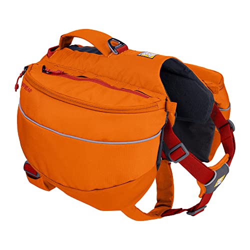 RUFFWEAR Approach Pack, Hunderucksack-Tragetasche mit integriertem Geschirr und Taschen, Tragbares Haustier-Wander- und Campingzubehör mit 2 Leinenbefestigungspunkten, Campfire Orange (L/XL) von RUFFWEAR
