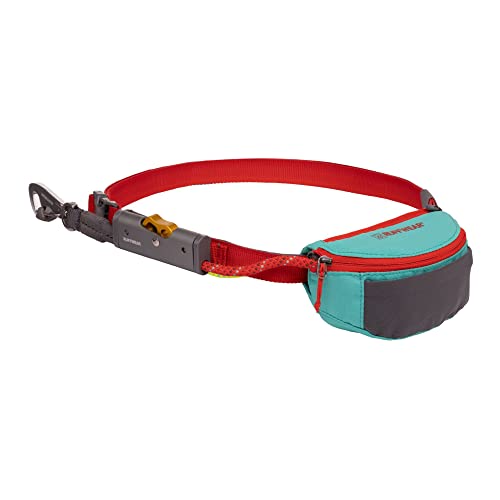 RUFFWEAR Hitch Hiker Dog Leash, Stowable Portable Strap Lead, Adjustable Hands-Free Waist Worn or Hand Held Long Tether, with Pouch Bag, Camping Hitch-Lock & Crux Clip Brake, Aurora Teal (One Size) von RUFFWEAR