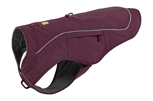 RUFFWEAR Overcoat Fuse 2-in-1-Kombination aus Hundemantel und -Geschirr, mit Fleece Gefütterte Hundejacke, Purple Rain, Small von Ruffwear