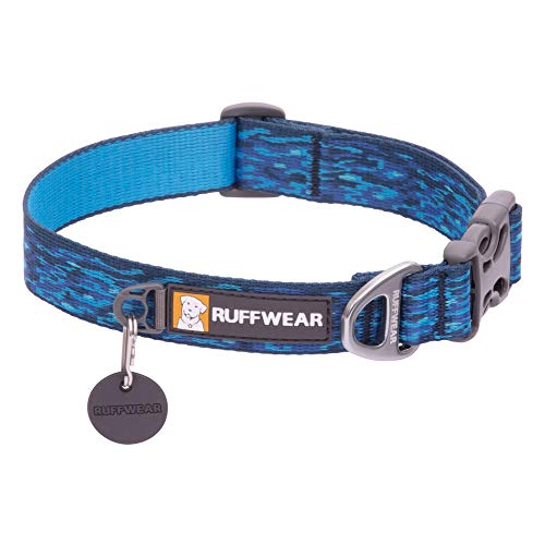 RUFFWEAR Flat Out Collar, Klassisches Hundehalsband für Große bis Sehr Große Hunderassen, Einstellbare Passform, Größe L (51-66 cm), Oceanic Distortion von RUFFWEAR