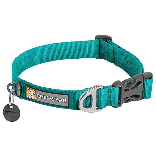 RUFFWEAR Front Range Hundehalsband, Robustes Tubelok-Gewebe, Aluminium-Leinenbefestigung & Schnalle, Helles, Stilvolles & Langlebiges Halsband für den Alltag, Aurora Teal (Größe S, 28-36cm) von RUFFWEAR