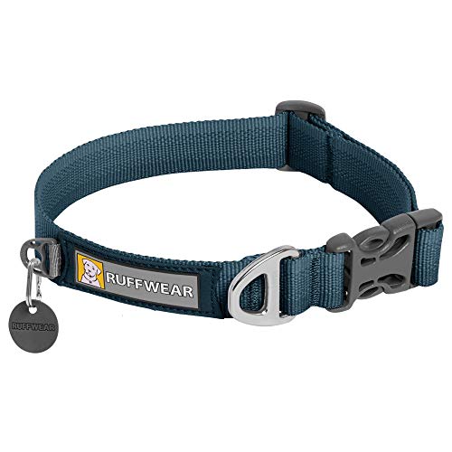 RUFFWEAR Front Range Hundehalsband, Robustes Tubelok-Gewebe, Aluminium-Leinenbefestigung & Schnalle, Helles, Stilvolles & Langlebiges Halsband für den Alltag, Blue Moon (Größe S, 28-36cm) von RUFFWEAR