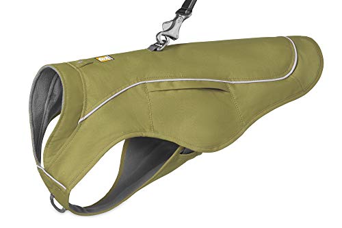 RUFFWEAR Overcoat Fuse 2-in-1-Kombination aus Hundemantel und -Geschirr, mit Fleece Gefütterte Hundejacke – Zederngrün, XXS von Ruffwear
