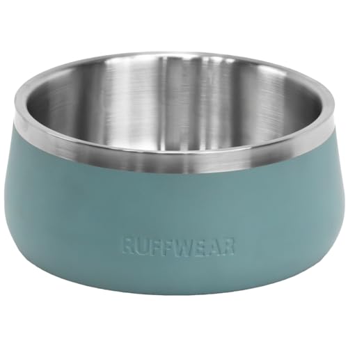 Ruffwear Basecamp Napf, Edelstahl-Hundenapf, leicht und tragbar für Hundeleckerlis, Futter und Wasser, Rutschfester und spülmaschinenfester, auslaufsicherer Behälter, River Rock Green von RUFFWEAR