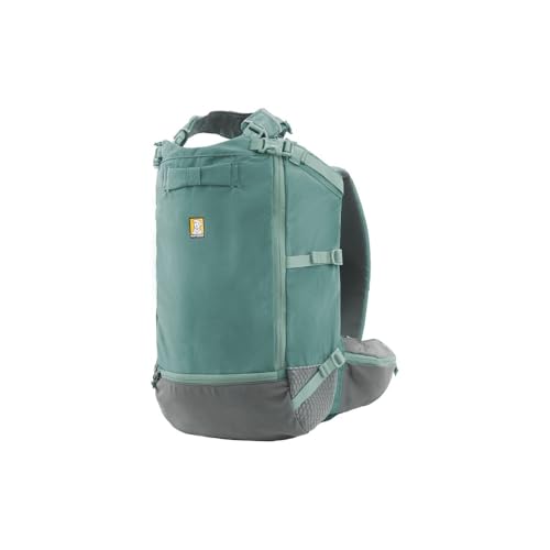 Ruffwear Hitch Hiker Hunderucksack-Tragetasche, Haustiertrage-Reisetasche, integriertes Geschirr und gepolsterte Gurte, atmungsaktiv und bequem, vollständig belüftet, River Rock Green, Größe S von Ruffwear