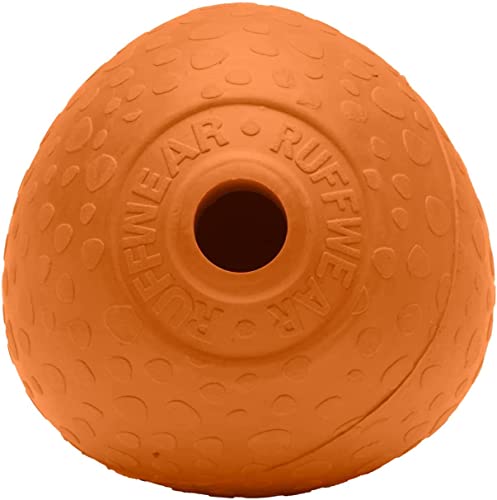 RUFFWEAR Huckama Hundespielzeug, Interaktives Pfeifen-Wurf-/Fang-/Apportierspiel aus Naturkautschuk, hüpfender eiförmiger Ball für drinnen und draußen, Langeweilebrecher, Campfire Orange von RUFFWEAR