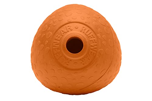 RUFFWEAR Huckama Hundespielzeug, Interaktives Pfeifen-Wurf-/Fang-/Apportierspiel aus Naturkautschuk, hüpfender eiförmiger Ball für drinnen und draußen, Langeweilebrecher, Campfire Orange von RUFFWEAR