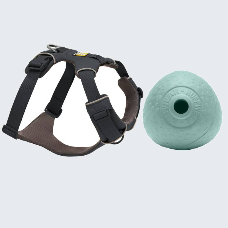 Ruffwear Hundegeschirr + Hundespielzeug Huckama gratis! - Front Range, Basalt Gray Größe M: 69 - 81 cm Brustumfang von Ruffwear