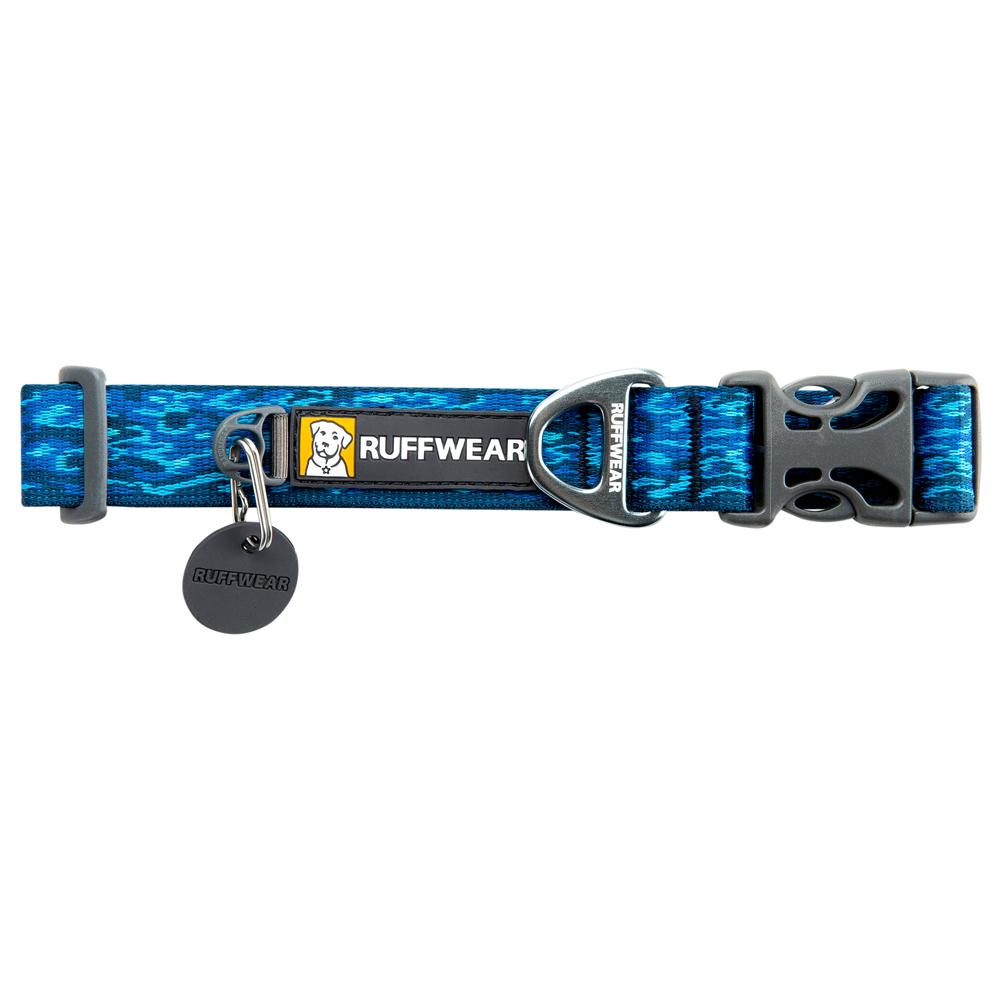 Ruffwear Hundehalsband Flat Out Collar oceanic distortion, Gr. 28cm-36cm, Länge: ca. 28 – 36 cm von Ruffwear