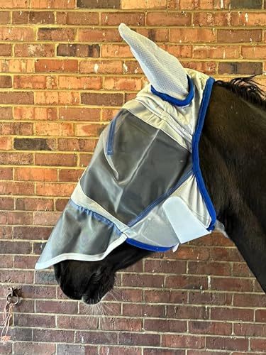 Ruggles Fliegenmaske für schwere Pferde – Shires Clydesdale Percheron etc., erhältlich mit oder ohne Nasenschutz, hervorragender Schutz vor Fliegen und Insekten (X voll mit Nase) von Ruggles