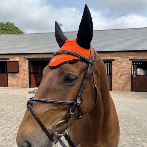 Ruggles Hi-Viz Ohrhaube - Fliegenschleier für Pferd und Pony - Gelb, Orange (Orange, Full) von Ruggles