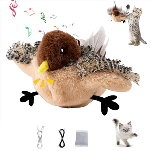 RuiDay Interaktives Katzenspielzeug Katzenspielzeug Vogel Flattern Flappy Bird Cat Toy Katzenspielzeug Vogel Charging Fliegender Vogel Toys (A (Flügel bewegen Sich Nicht, Keine Fernbedienung)) von RuiDay