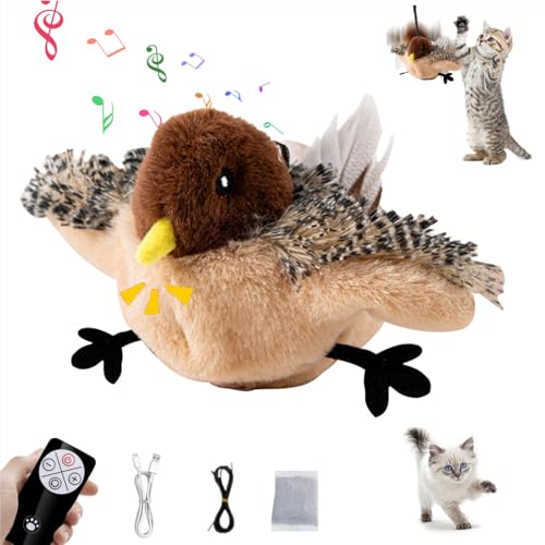 RuiDay Interaktives Katzenspielzeug Katzenspielzeug Vogel Flattern Flappy Bird Cat Toy Katzenspielzeug Vogel Charging Fliegender Vogel Toys (B (Flügel sind beweglich, haben Fernbedienung)) von RuiDay