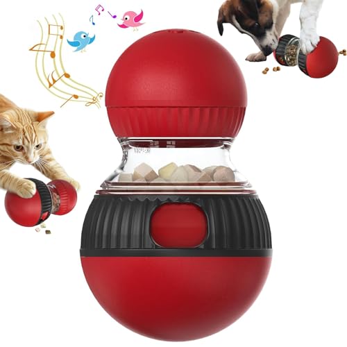 RuiDay Katzenball Feeder Spielzeug, Katzen Futterspender, Katzenleckerli Spielzeug mit Spatzenrufen, Katzen Puzzle Spielzeug, für Indoor-Training Gehirn Stimulation Spielzeug von RuiDay
