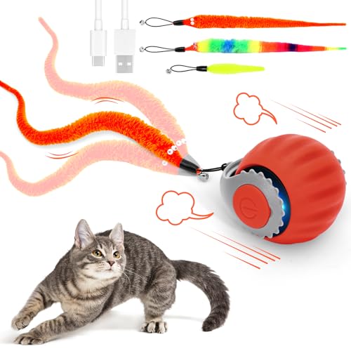 RuiDay Speedy Tail 3.0 Katzenspielzeug, interaktives Katzenspielzeug, 3 Modi, interaktiver Katzenball, zwei Geschwindigkeitseinstellungen, 3 Schwänze, interaktives Katzenspielzeug für drinnen und RuiDay Speedy Tail 3.0 Katzenspielzeug, interaktives Katzenspielzeug, 3 Modi, interaktiver Katzenball, zwei Geschwindigkeitseinstellungen, 3 Schwänze, interaktives Katzenspielzeug für drinnen und von RuiDay
