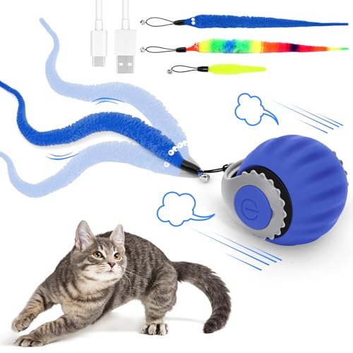 RuiDay Speedy Tail 3.0 Katzenspielzeug, interaktives Katzenspielzeug, 3 Modi, interaktiver Katzenball, zwei Geschwindigkeitseinstellungen, 3 Schwänze, interaktives Katzenspielzeug für drinnen und RuiDay Speedy Tail 3.0 Katzenspielzeug, interaktives Katzenspielzeug, 3 Modi, interaktiver Katzenball, zwei Geschwindigkeitseinstellungen, 3 Schwänze, interaktives Katzenspielzeug für drinnen und von RuiDay