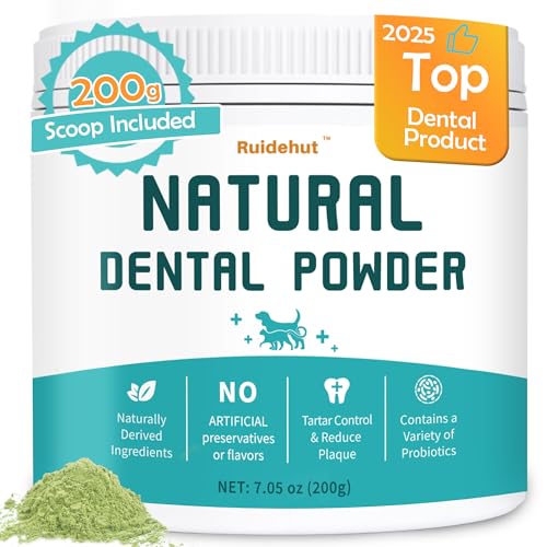 Ruidehut Natürliches Zahnpulver für Hunde, Hundezahnreinigungspulver – Hundezahnpulver – Hundeatemerfrischer – Plaque & Mundgeruch Off Powder Hund 200 ml Ruidehut Natürliches Zahnpulver für Hunde, Hundezahnreinigungspulver – Hundezahnpulver – Hundeatemerfrischer – Plaque & Mundgeruch Off Powder Hund 200 ml von Ruidehut