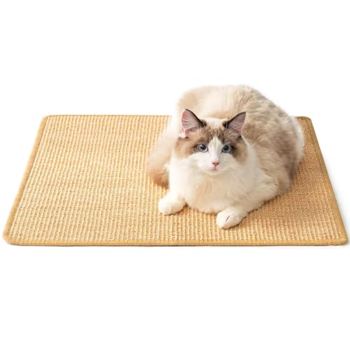 Kratzmatte Katze, Katzen Kratzschutz, Kratzmatte Katze Wand 60 x 40cm Sisal Teppich Katzen Kratzbretter Katze Kratzteppich Katze rutschfest für Sofa Möbel Tür Kratzschutz (Zufällige Farbe) von Ruikdly