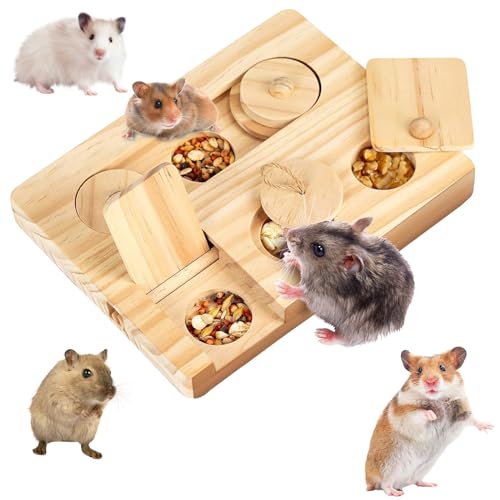 Ruikdly 6 In 1 Hamster Spielzeug - Holz Kleintierspielzeug für Meerschweinchen, Kaninchen, Chinchillas, Rennmäuse, Zwerghamster von Ruikdly