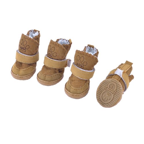 Ruilogod 2 Paar Brown-Winter-warme Paw-Muster Haustier Hund Schuhe Stiefel Booties XXS Ruilogod 2 Paar Brown-Winter-warme Paw-Muster Haustier Hund Schuhe Stiefel Booties XXS von Ruilogod
