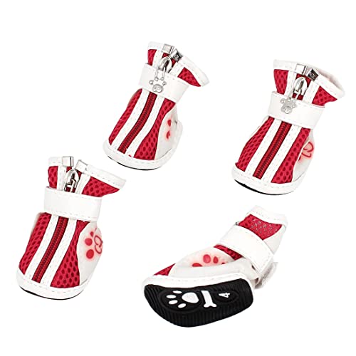 Ruilogod 2 Paar Hund Zip Up Netty Schuhe Stiefel Booties Red White Größe 4 Ruilogod 2 Paar Hund Zip Up Netty Schuhe Stiefel Booties Red White Größe 4 von Ruilogod