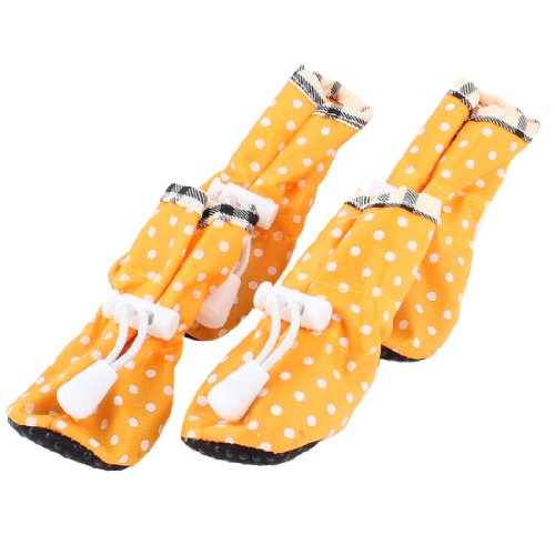 Ruilogod 2 Paar Tupfen-Muster-Katze Hund Schnür-Stiefel Schuhe Orange Größe 4 Ruilogod 2 Paar Tupfen-Muster-Katze Hund Schnür-Stiefel Schuhe Orange Größe 4 von Ruilogod