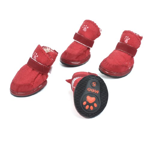 Ruilogod 2 Paare Red Paw Print Haken Klettverschluss rutschsicheren Sohle Hund Schuhe S Ruilogod 2 Paare Red Paw Print Haken Klettverschluss rutschsicheren Sohle Hund Schuhe S von Ruilogod