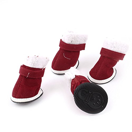 Ruilogod 2 Paare laufende Nonlip-Sohle-weiße RIM-rote Haustierhundschuhe XS Ruilogod 2 Paare laufende Nonlip-Sohle-weiße RIM-rote Haustierhundschuhe XS von Ruilogod