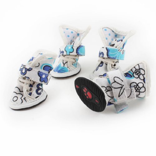 Ruilogod 2 Paare weiße blaue Klappkragen Gummisohle 2.4 "High Pet Schuhe xs Ruilogod 2 Paare weiße blaue Klappkragen Gummisohle 2.4 "High Pet Schuhe xs von Ruilogod