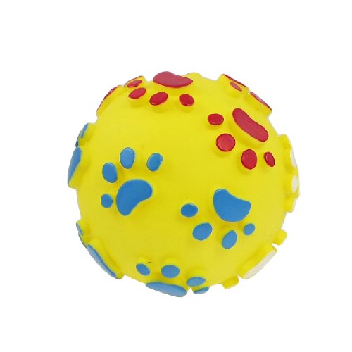 Ruilogod 4" Durchmesser Paw Pattern Yellow Ball quietschende kauen Spielzeug für Hund Ruilogod 4" Durchmesser Paw Pattern Yellow Ball quietschende kauen Spielzeug für Hund von Ruilogod