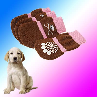 Ruilogod 4 Stücke Haustierhund warme gestrickte Socken rosa Ruilogod 4 Stücke Haustierhund warme gestrickte Socken rosa von Ruilogod