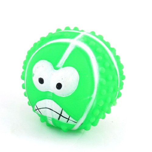 Ruilogod 7cm Dia-Vinyl-Gummi-Kugelförmige quietschende Spielzeug weiß grün für Haustierhund von Ruilogod