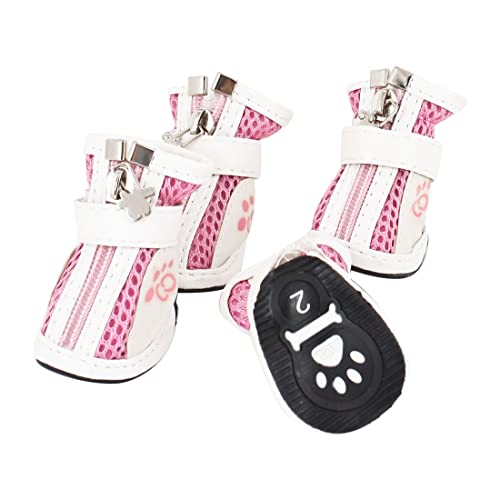 Ruilogod Abnehmbare Schließung Nonslip Sole Pet Schuhe, Rosa, Weiß XS 2 Paare Ruilogod Abnehmbare Schließung Nonslip Sole Pet Schuhe, Rosa, Weiß XS 2 Paare von Ruilogod