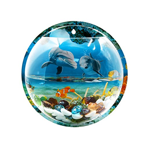 Ruilogod Acryl-Wand-montierter hängender Fishbowl-Pflanze-Blasen-Schüssel 10.2inch Dia / 1.2 Gallonen-Fischtank Ruilogod Acryl-Wand-montierter hängender Fishbowl-Pflanze-Blasen-Schüssel 10.2inch Dia / 1.2 Gallonen-Fischtank von Ruilogod