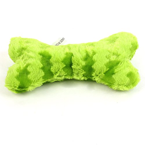 Ruilogod Apfelgrün Plüschtreifen Muster Knochenform Quietschendes Spielzeug für Haustierhund von Ruilogod