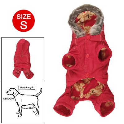 Ruilogod Bär bedruckte Futter mit Kapuze Winterkleidung rot s für Haustierhund von Ruilogod