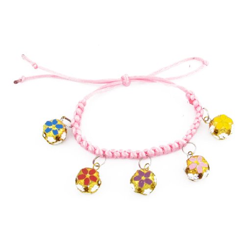 Ruilogod Blumen-Druckglocken-Rosa, verstellbarer geflochtener Schnur-Nackenkragen für Haustier Ruilogod Blumen-Druckglocken-Rosa, verstellbarer geflochtener Schnur-Nackenkragen für Haustier von Ruilogod