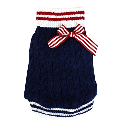 Ruilogod Bowknot Decor Twisted Strick Turtheneck Haustierbekleidung Pullover L Blau Ruilogod Bowknot Decor Twisted Strick Turtheneck Haustierbekleidung Pullover L Blau von Ruilogod