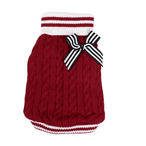 Ruilogod Bowtie Decor Twisted Knitwear Rollkragen Haustierbekleidung Pullover M rot Ruilogod Bowtie Decor Twisted Knitwear Rollkragen Haustierbekleidung Pullover M rot von Ruilogod