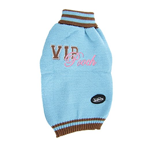 Ruilogod Brown gewelltes Hem Rollkragen Strickpullover Hunde-Bekleidung Blau Größe 4 Ruilogod Brown gewelltes Hem Rollkragen Strickpullover Hunde-Bekleidung Blau Größe 4 von Ruilogod
