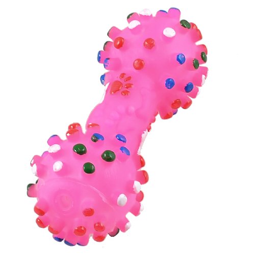 Ruilogod Bunte punktierte hantelförmige drahtgebundene squeezidige Faux-Knochen-Haustierhundspielzeug-Fuchsia Ruilogod Bunte punktierte hantelförmige drahtgebundene squeezidige Faux-Knochen-Haustierhundspielzeug-Fuchsia von Ruilogod