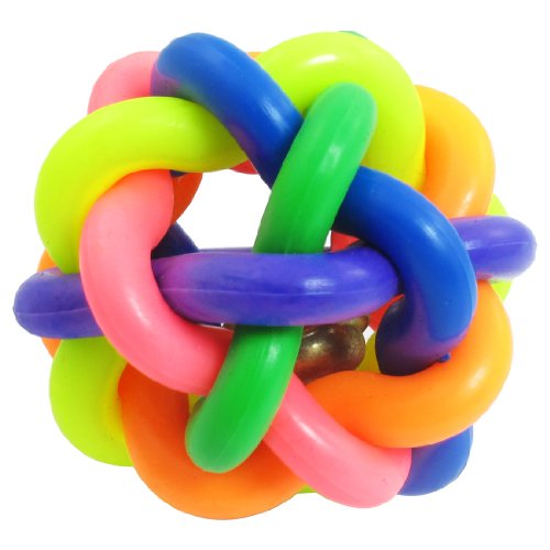 Ruilogod Bunte weiche Kunststoff-Schnur gesponnene Jingle Bell Hund Play Ball Ruilogod Bunte weiche Kunststoff-Schnur gesponnene Jingle Bell Hund Play Ball von Ruilogod