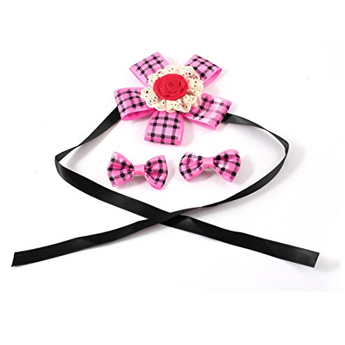 Ruilogod Checker-Muster PET-Blume Detailkragen W Bowtie Fuchsia 3 in 1 Ruilogod Checker-Muster PET-Blume Detailkragen W Bowtie Fuchsia 3 in 1 von Ruilogod
