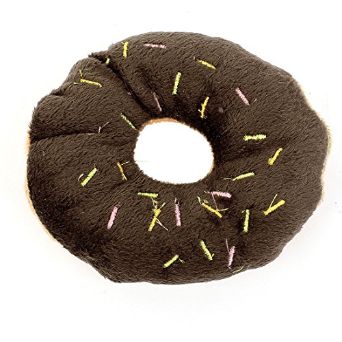 Ruilogod Donuts Plüsch Tonumfang, klingender Hund Welpen Squeeze Chew quietschend Spielzeug Kaffee-Farben-Biss von Ruilogod