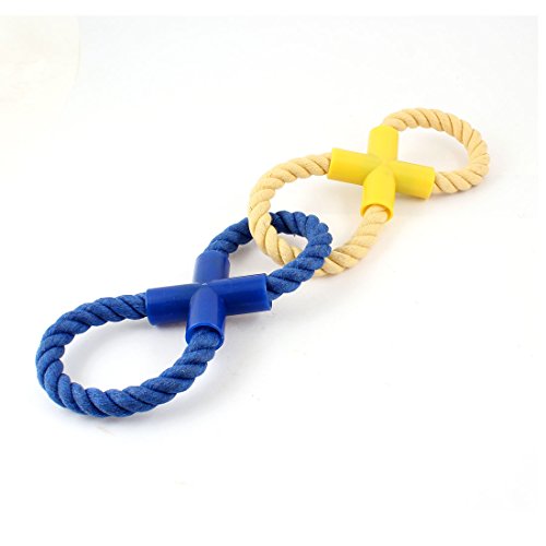 Ruilogod Dual-8-Shaped Hundetraining Seil Schlepper Fetch Toy Gelb Blau von Ruilogod