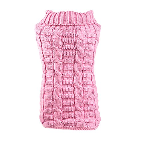 Ruilogod Elastische weiche Hundepullover-Kabel-Strick-Haustierkleidung, Rosa, XXL von Ruilogod