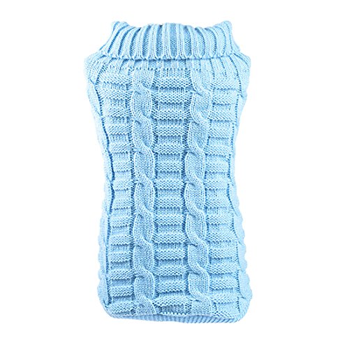 Ruilogod Elastisches weiches Hunde-Pullover-Kabel-Strick-Haustierkleidung, hellblau, m Ruilogod Elastisches weiches Hunde-Pullover-Kabel-Strick-Haustierkleidung, hellblau, m von Ruilogod